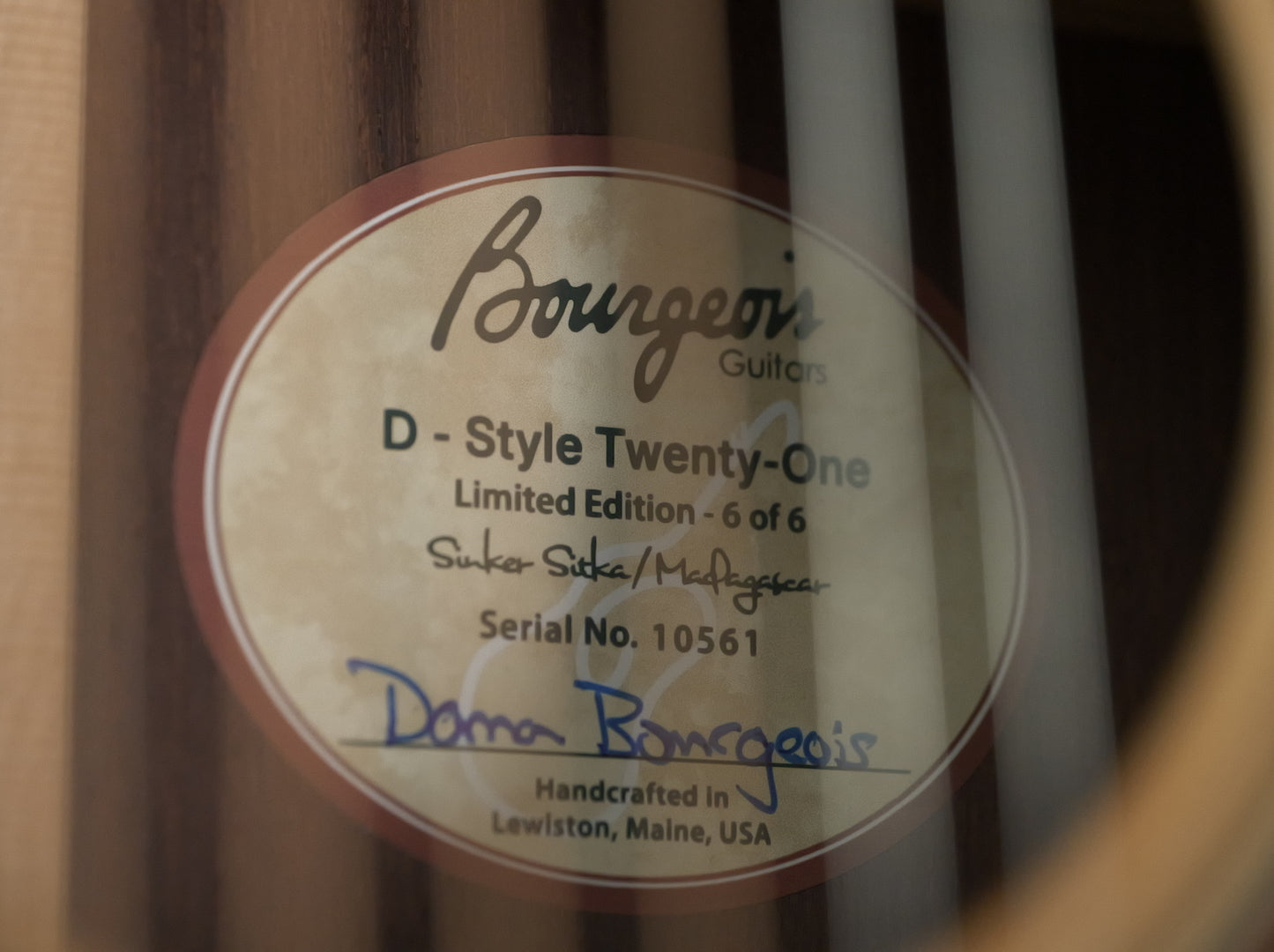 Bourgeois The Twenty-One Madagascar & Blue Sinker Sitka Spruce